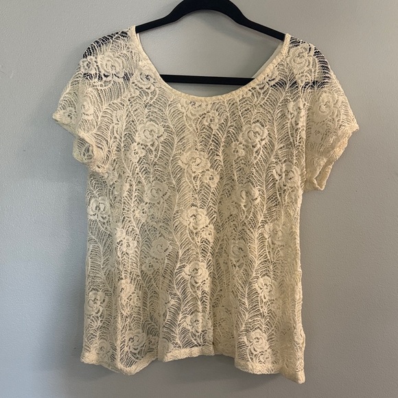 LC Lauren Conrad Tops - Elegant Cream Lace Women's Top